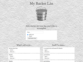 Bucket List app screen shot